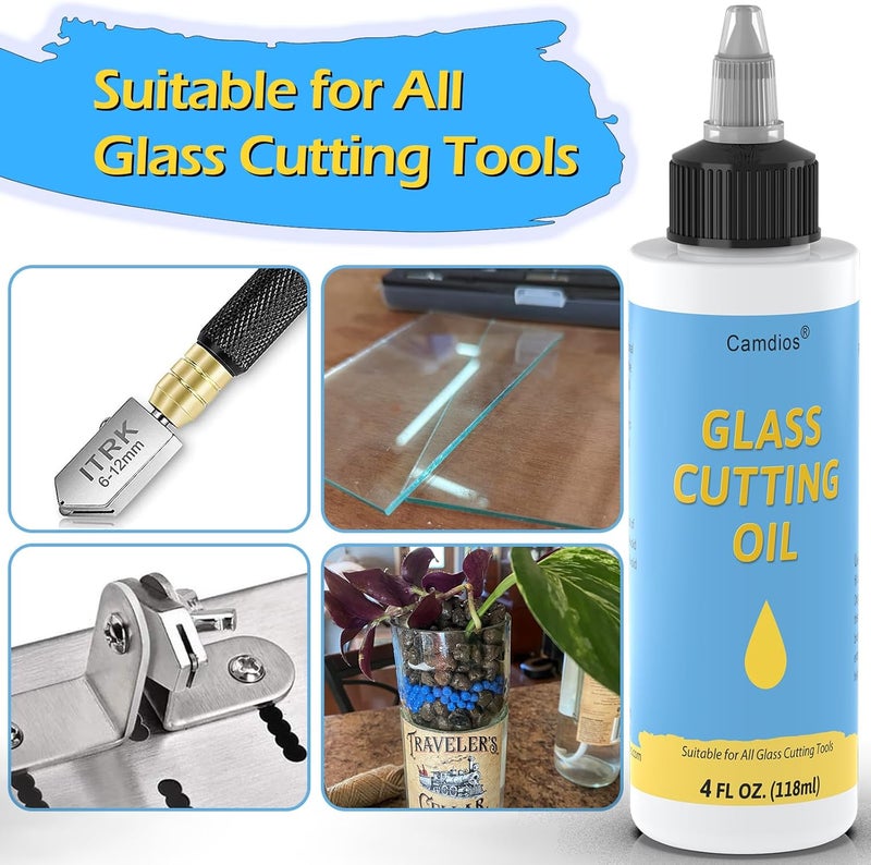 Camdios Glass Cutting Oil with Precision Application Top, Suitable for an Array of Glass Cutter and Glass Cutting Tools, 4 oz Premium Glass Cutting Oil for Glass Cutters/Tiles/Mirrors/Mosaic - by - Image 5